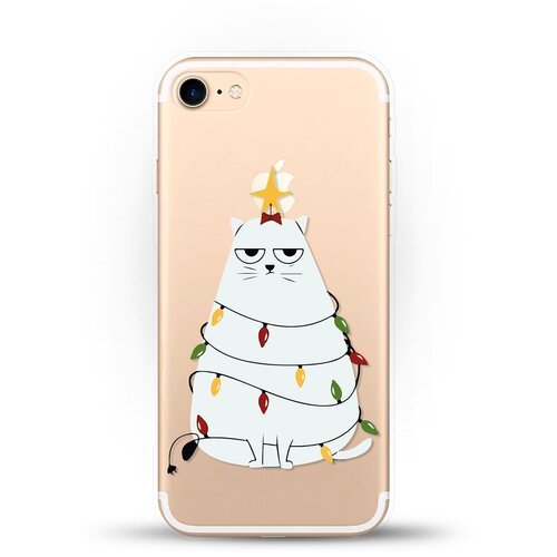 фото Силиконовый чехол новогодний "ёлка-кот" на apple iphone 7 andy & paul