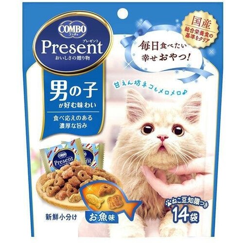 Лакомство для кошек Japan Premium Pet, хрустящий корм PRESENT для избалованных котов на основе тихоокеанской рыбы, 42 г