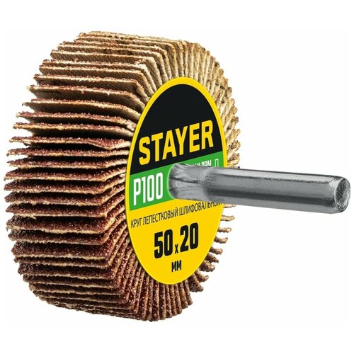 Stayer Круг шлифовальный STAYER лепестковый, на шпильке, P100, 50х20 мм