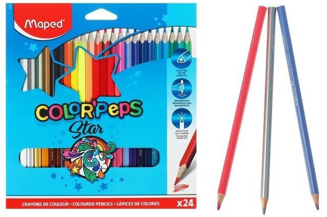Карандаши трёхгранные 24 цвета, Maped Color Peps