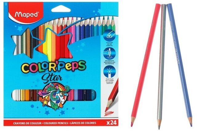 Maped Карандаши трёхгранные 24 цвета, Maped Color Peps