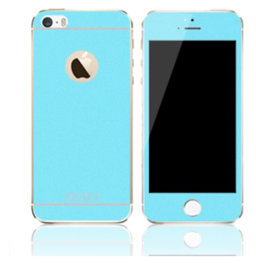 Защитное стекло на iPhone 5/5S/5SE, 2в1, синее с блестками, X-CASE