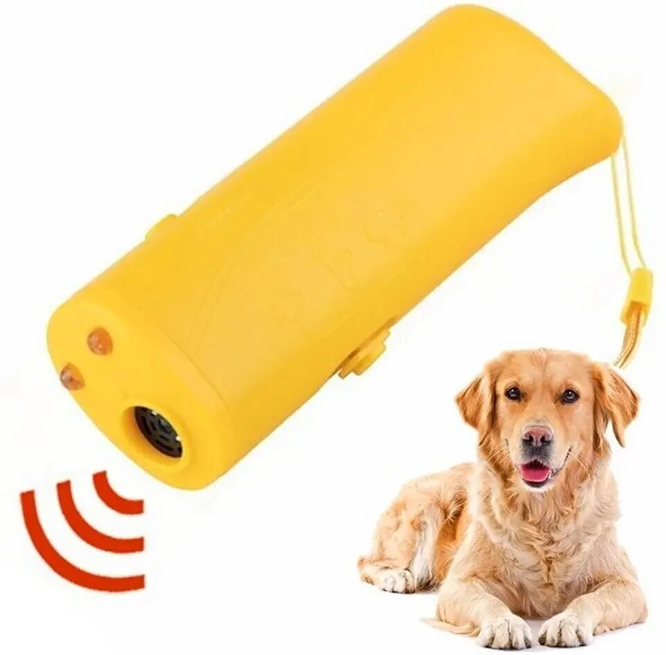 Отпугиватель собак ультразвуковой с фонариком желтый - фотография № 8