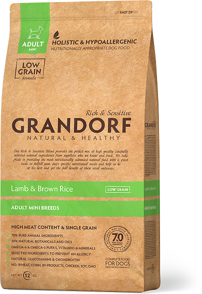 Сухой корм для собак Grandorf гипоаллергенный, Low Grain, ягненок с индейкой 1 уп. х 1 шт. х 3 кг (для мелких пород)
