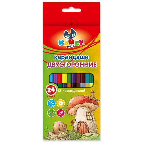 фото Kanzy dcp-2012 набор двусторонних карандашей 24 цвета лесная полянка 24 цв. 2 шт.