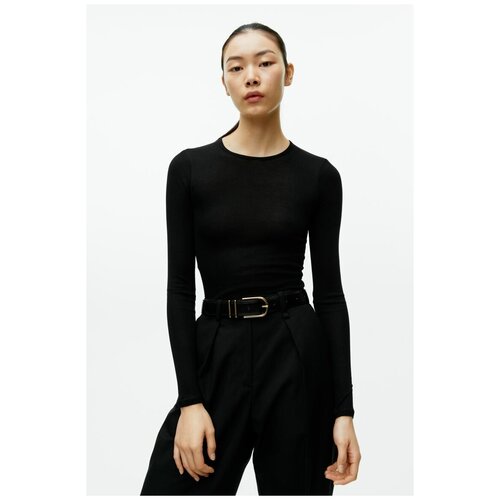 фото Шелковый топ в рубчик - черный - m arket