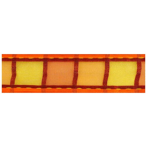 Лента органза с рисунком SAFISA, 25 мм, 15 м, цвет 02, оранжевый лента органза с напечатанным рисунком safisa 15 мм 25 м цвет 73