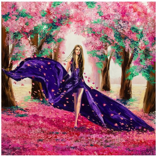фото Постер на холсте девушка в фиолетовом платье 50см. x 50см. твой постер