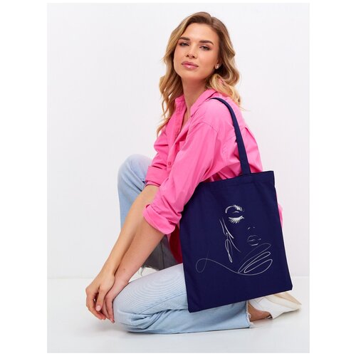 фото Сумка шоппер devere, фактура плетеная, синий