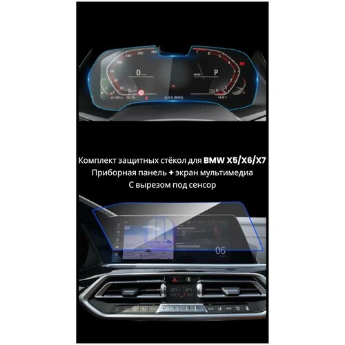 Защитное стекло для экрана мультимедиа и приборной панели для BMW X5 G05 / X6 G06 / X7 G07 с вырезом под сенсор