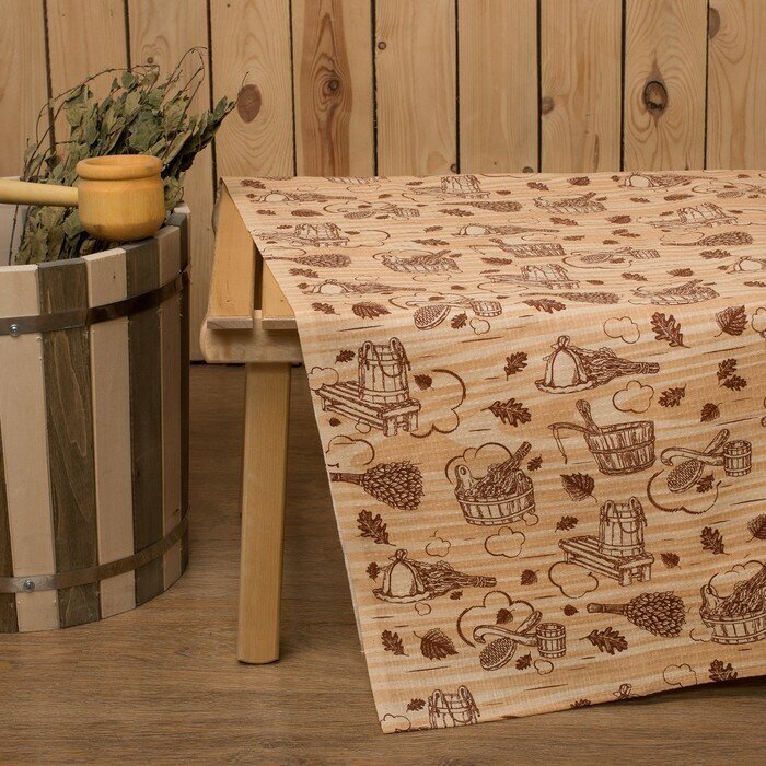 фото Простыня для бани "Банька" 145х 180 см, 100% хл, вафельное полотно