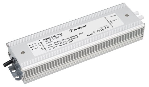 Блок питания ARPV-24200-B1 (24V, 8,3A, 200W) (Arlight, IP67 Металл, 3 года)