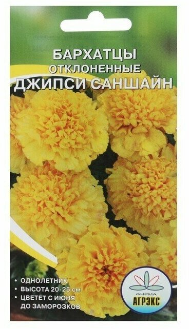 Семена Цветов однолетние Бархатцы Джипси саншайн отклонённые махровые 025 г 7 упаковок
