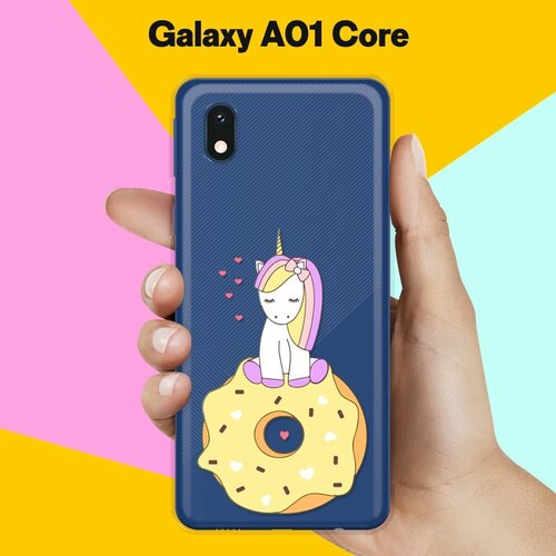 Силиконовый чехол Единорог на пончике на Samsung Galaxy A01 Core