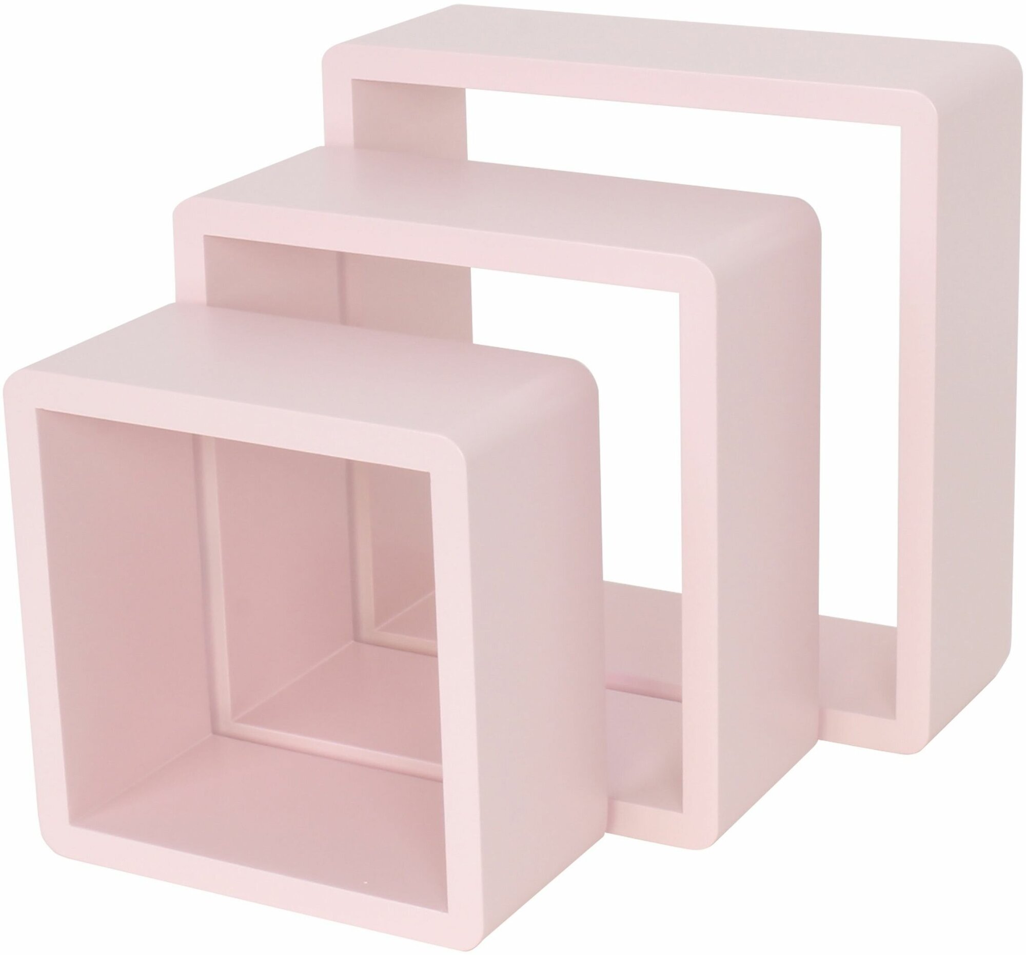 Набор настенных полок Spaceo 20x20 см/24x24 см/28x28 см МДФ цвет розовый 3 шт