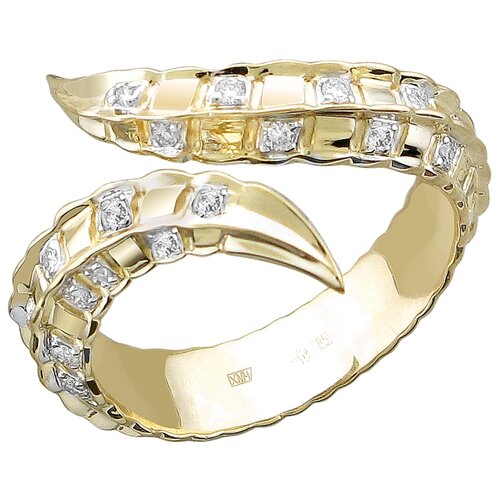 Кольцо Эстет, желтое золото, 585 проба, бриллиант, размер 18.5