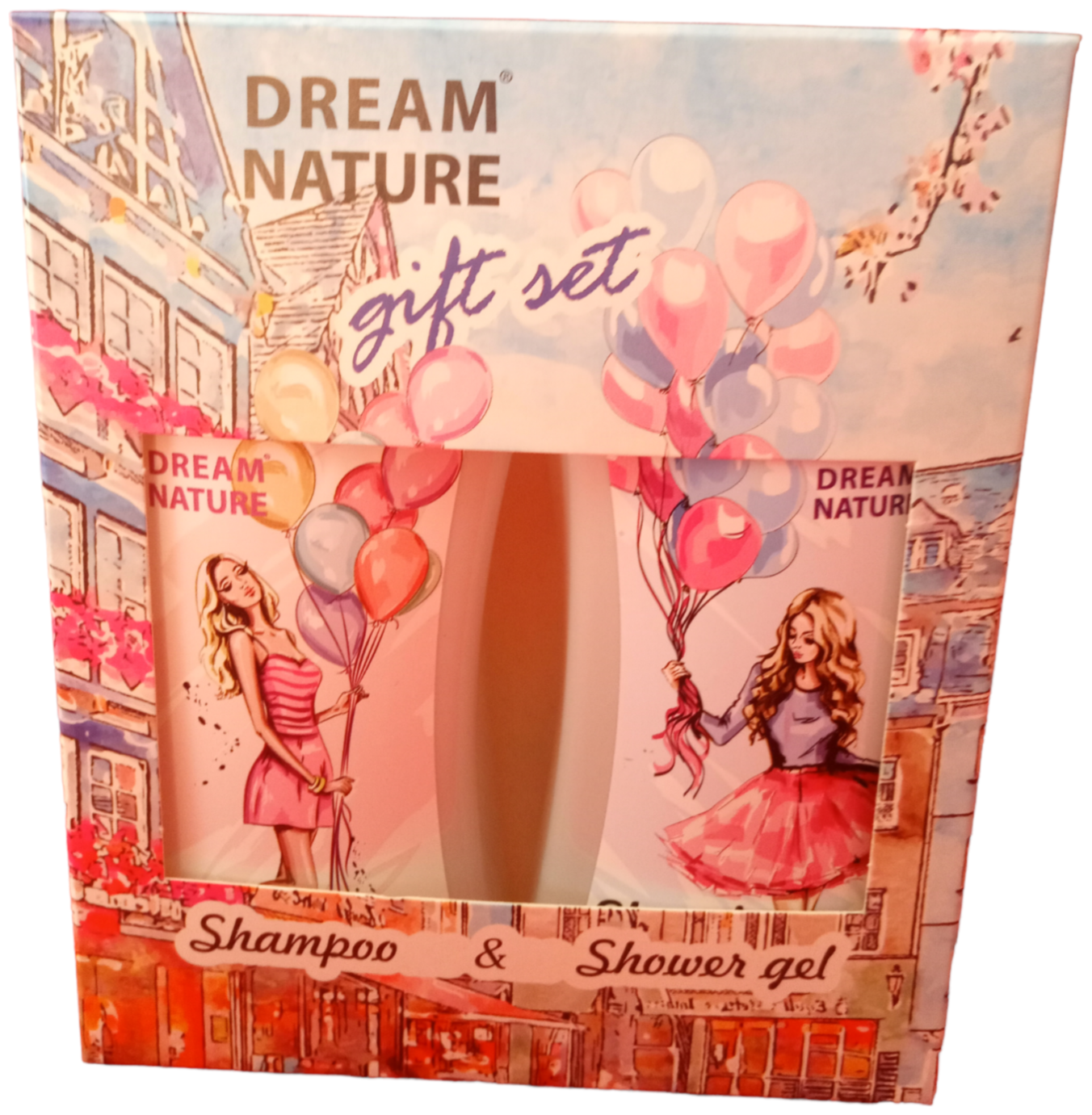 Набор подарочный "DREAM NATURE" gift set - шампунь (чувствительная кожа) + гель (малина, мята)