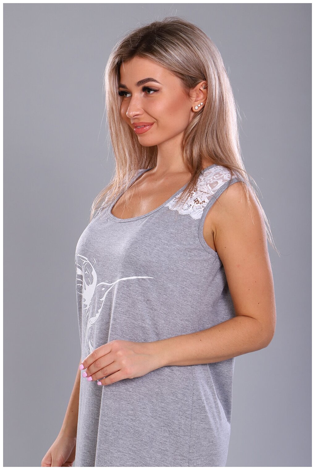 Ночная сорочка женская «Скоро мама», цвет серый, размер 54 - фотография № 5
