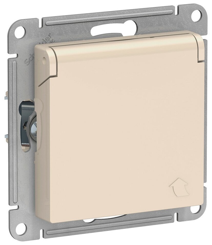 Евророзетка 1 СП 16А с з/шт с крышкой механизм IP20 SE AtlasDesign бежевый
