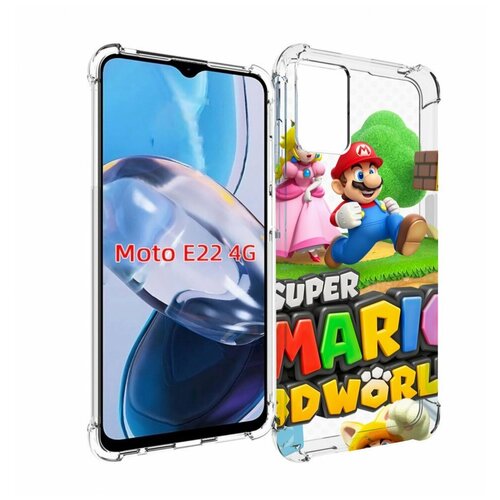Чехол MyPads Super Mario 3D World для Motorola Moto E22 4G / E22i 4G задняя-панель-накладка-бампер
