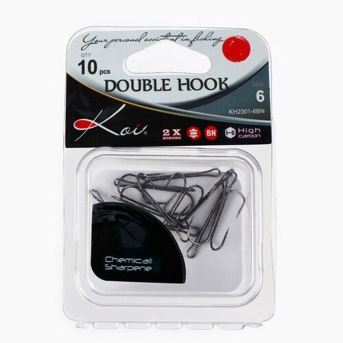 Крючки двойные KOI DOUBLE HOOK, цвет BN, № 6, 10 шт.