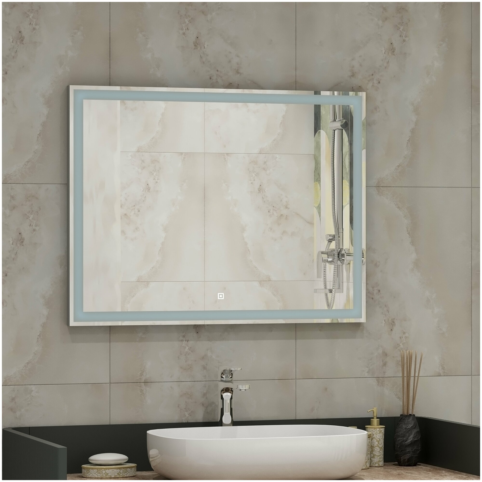 Зеркало с подсветкой и сенсором для ванной комнаты Continent "Mercury LED" 800х600 - фотография № 3