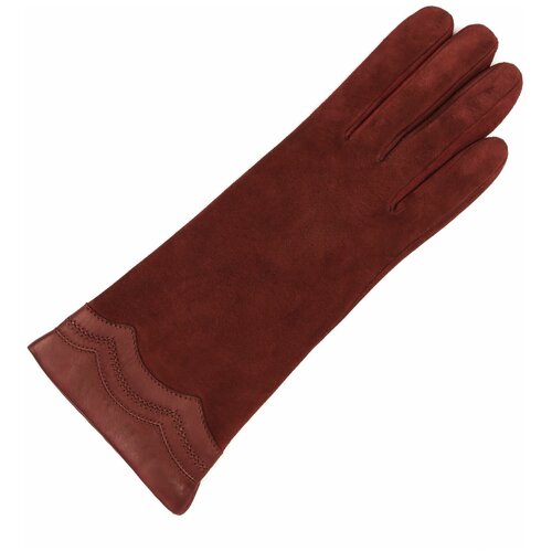 Перчатки женские замшевые утепленные FINNEMAX, размер 8,5, бордовые.