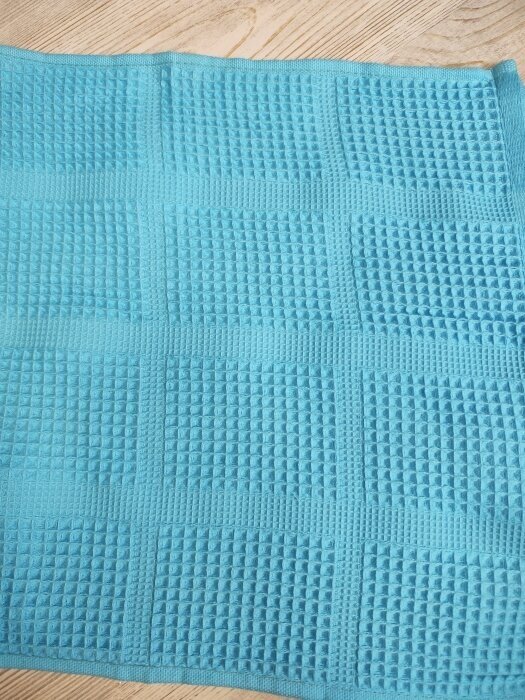 Полотенце кухонное вафельное набор 5 шт. 35x75 Ярко-голубой однотонное - фотография № 7