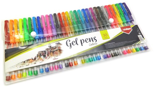 Ручки гелевые 30 цветов BZ-106 с перламутром+ неон, в ПВХ упаковке