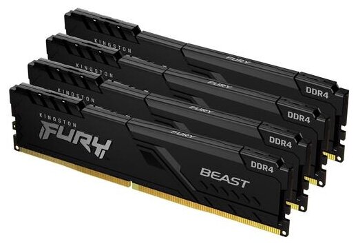 Оперативная память Kingston FURY Beast 64 ГБ (16 ГБ x 4 шт.) DDR4 3200 МГц DIMM CL16