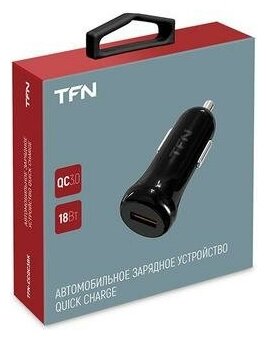 Автомобильное зарядное устройство USB QC3.0, 18W (black) TFN - фото №2