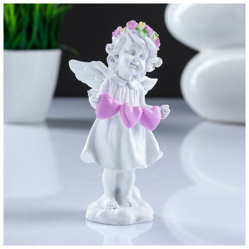 фигура ангел веселый малыш перламутровая 11 5х32 5х16см Фигура Ангел с тремя сердцами 4,5х5,8х12см