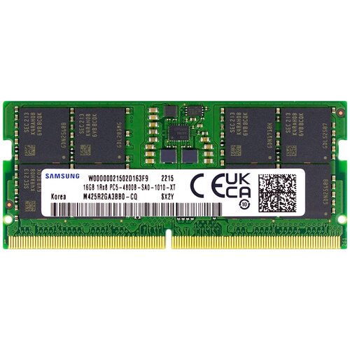 Оперативная память Samsung DDR5 4800 МГц SODIMM CL40 M425R2GA3BB0-CQKOL оперативная память для ноутбука 16gb 1x16gb pc5 38400 4800mhz ddr5 so dimm cl40 kingston branded kcp548ss8 16