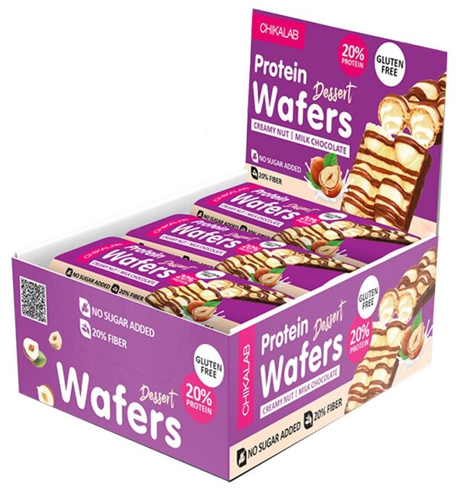 CHIKALAB Protein Wafers 40г (20 шт коробка) (Сливочно-ореховый)