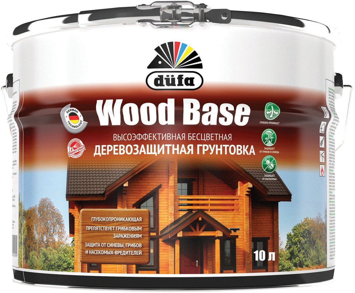 Грунт для защиты древесины Dufa Wood Base с биоцидом бесцветная 2 л