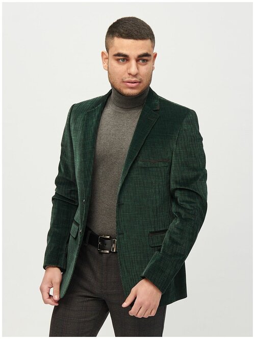 Пиджак DELMONT, силуэт полуприлегающий, однобортный, размер (50)L, зеленый