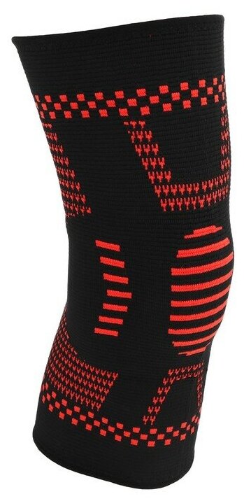 Суппорт колена,размер универсальный (1 шт), цвет чёрный/красный - фотография № 2