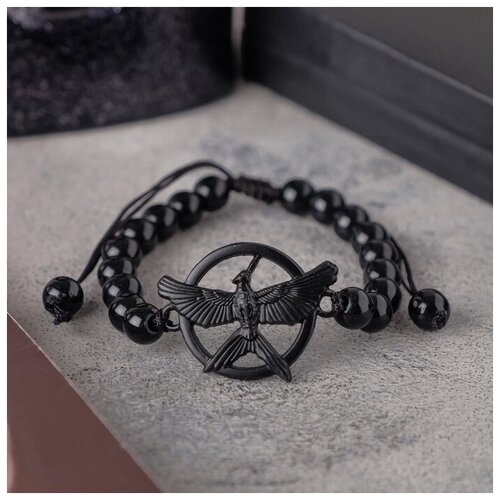фото Queen fair браслет унисекс "шамбала" орёл, цвет чёрный, шар №8, l=7 см