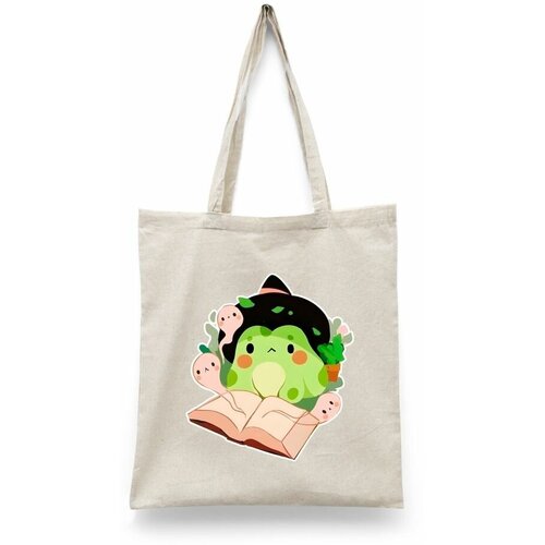 фото Сумка-шоппер унисекс каждому своё "лягушка/жаба/frog" черная