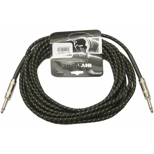 Invotone ACI1110BK инструментальный кабель Хлопковая оболочка (черный) Джек 6.3мм-Джек 6.3мм 10 м invotone aci1204r кабель джек джек 4 м
