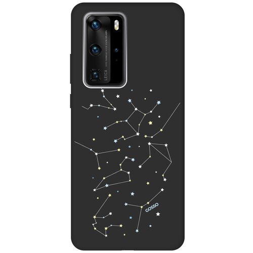 фото Ультратонкая защитная накладка soft touch для huawei p40 pro с принтом "constellations" черная gosso