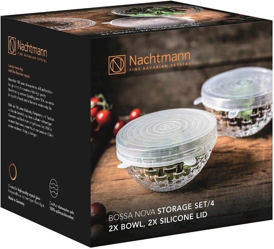 Набор из 2-х хрустальных салатников с силиконовыми крышками Bossa Nova 103578, 750 мл, 15 см, Nachtmann - фотография № 7