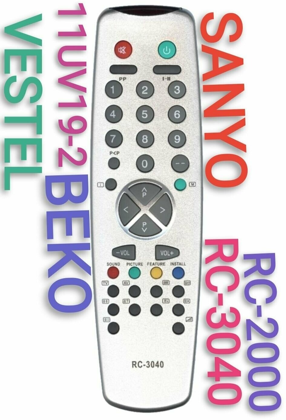 Пульт RC-3040 (11UV19-2) для SANYO /vestel/BEKO телевизора/rc-2000