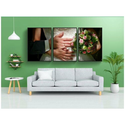 фото Набор модулных постеров для интерьера "невеста и жених, свадьба, жених" 60x90 см. в тубусе, без рамки lotsprints