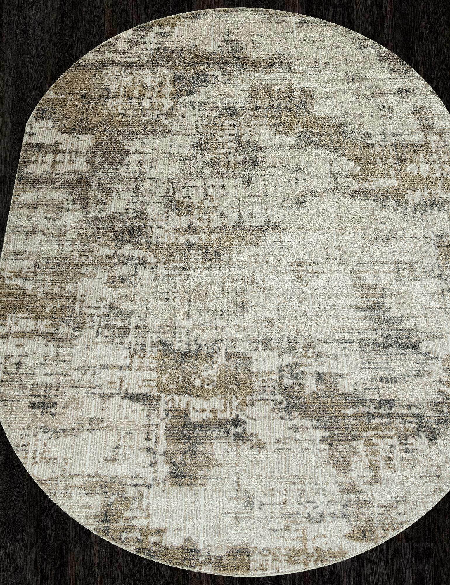 Ковер Овальный на пол в гостиную в спальню 80х150 см бежевый современный ворс 8 мм 317446 KoverVDom