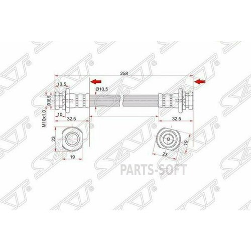 SAT ST-51560-65D00 Шланг тормозной задний (Таиланд) SUZUKI ESCUDO/VITARA/XL-7 98-05 LH=RH