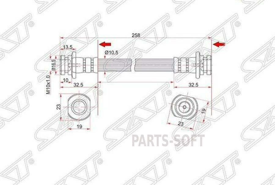 фото SAT ST-51560-65D00 Шланг тормозной задний (Таиланд) SUZUKI ESCUDO/VITARA/XL-7 98-05 LH=RH