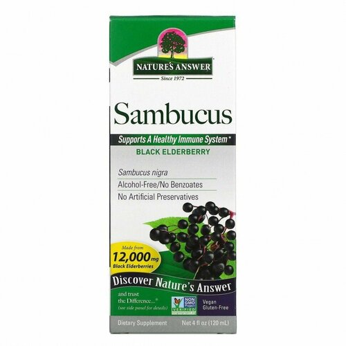 Natures Answer, Черная бузина для иммунитета, Sambucus Immune, 12 000 мг, 120 мл nature s answer черная бузина 12 000 мг 120 мл 4 жидк унции