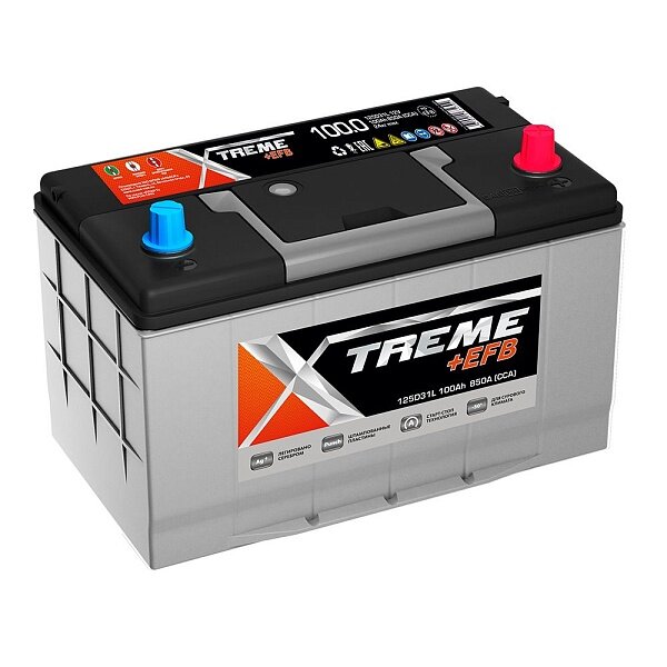 Аккумулятор автомобильный XTREME +EFB 125D31L 100Ah 850A ОП (306x173x225) D31L 306x173x225