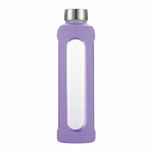Бутылка для воды 550 мл. Kamille KM 9024 стеклянная в силиконовом чехле (9024 / 0,55 л. / фиолетовый)
